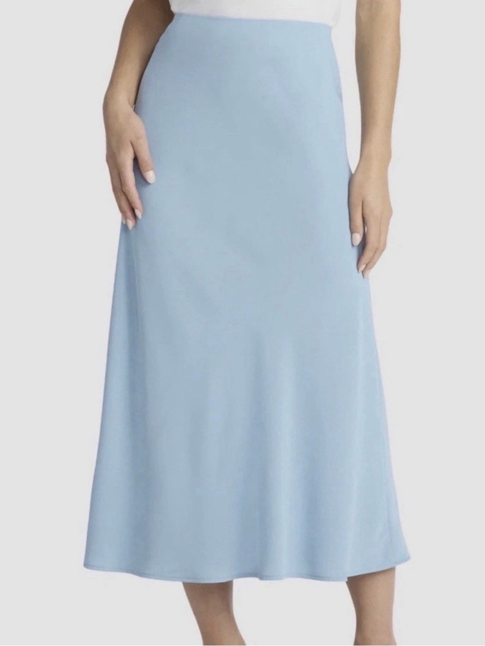 Time and Tru Sky Blue Elastic Waist Midi Skirt